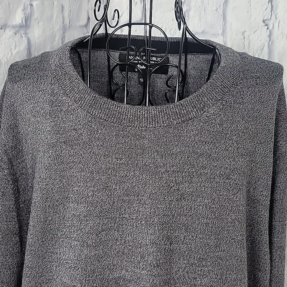 BANANA REPUBLIC Merino Wool Men's Gray‎ Pullover Sweater Large